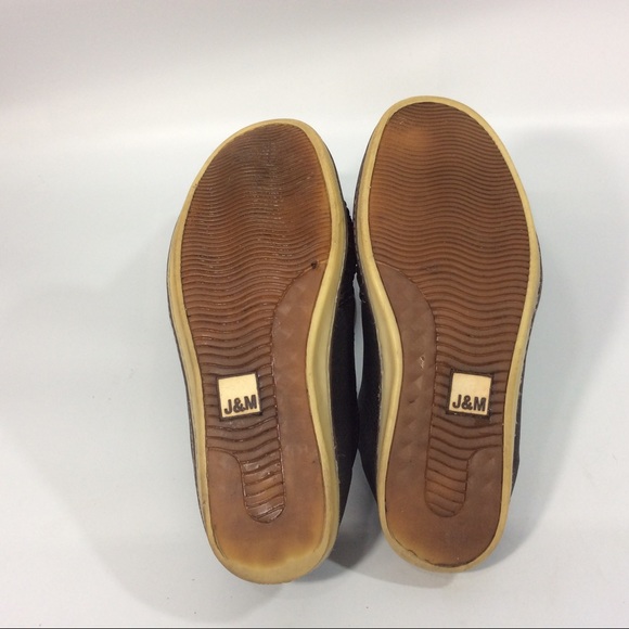 J&M Johnston & Murphy 9M Sheepskin Black Woven Loafers Slip On Driving Shoes - Picture 6 of 9